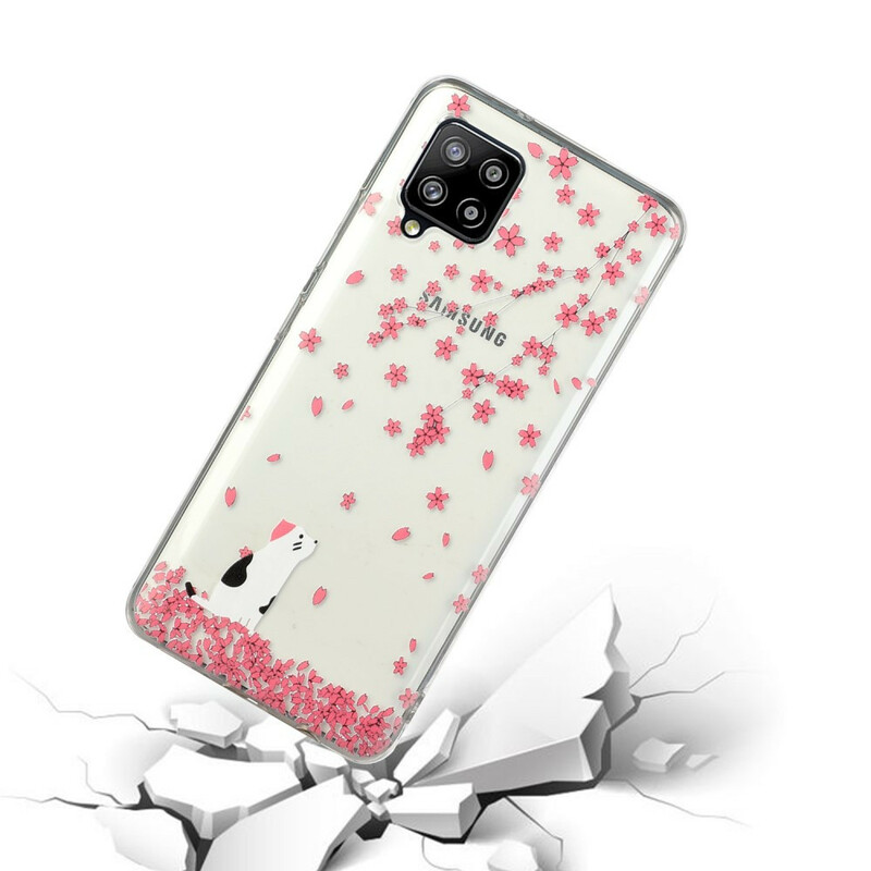 Cover per Samsung Galaxy A12 con petali e gatti