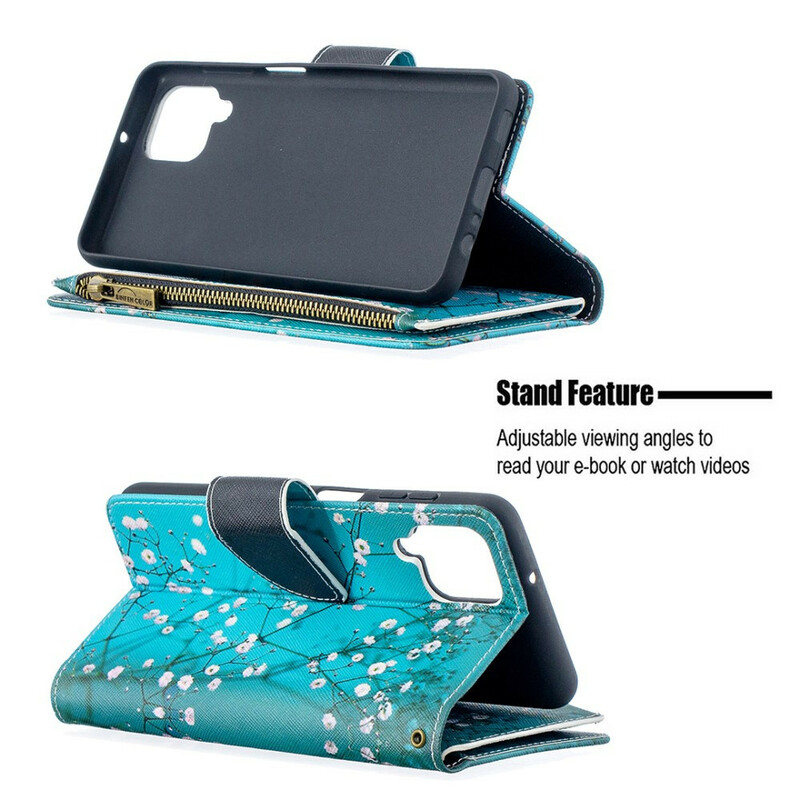 Samsung Galaxy A12 Custodia albero con tasca a cerniera Samsung Galaxy A12 Custodia albero con tasca a cerniera