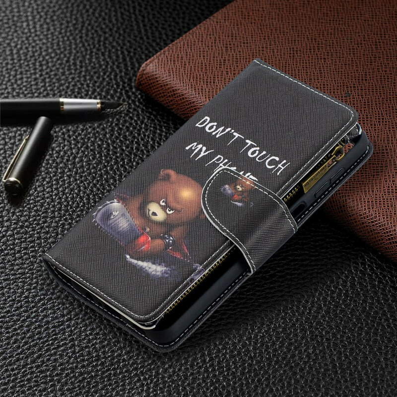 Custodia per Samsung Galaxy A12 con tasca con cerniera Orso