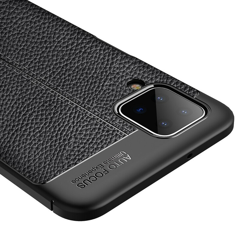 Samsung Galaxy A12 Custodia in pelle effetto litchi doppia linea