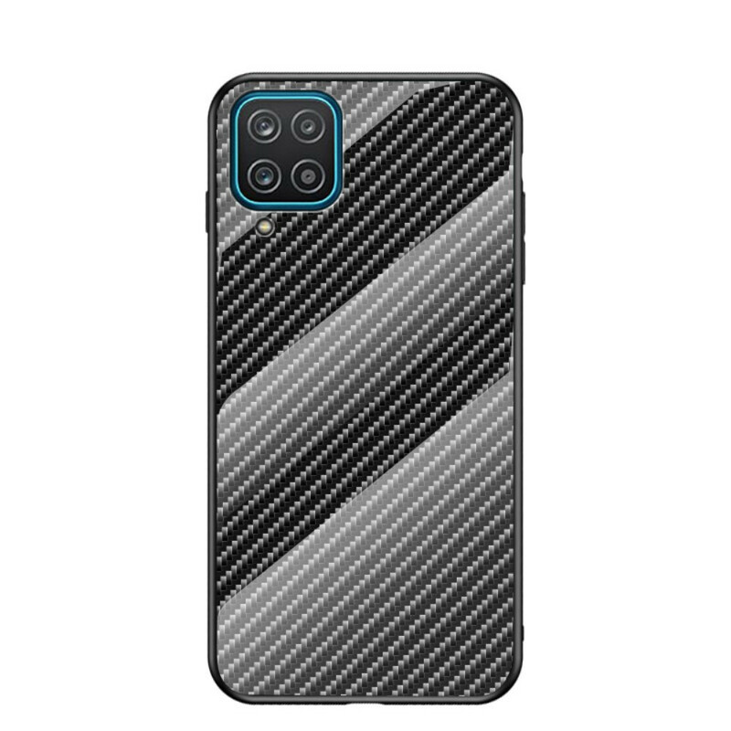 Samsung Galaxy A12 Custodia in fibra di carbonio con vetro temperato