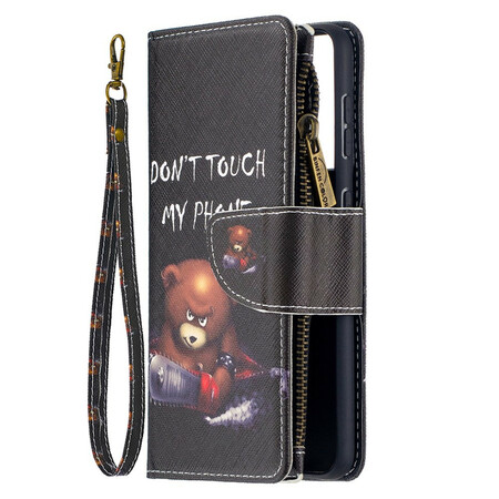 Custodia per Samsung Galaxy S21 5G con tasca a zip Bear
