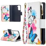 Custodia per Samsung Galaxy S21 Plus 5G Zipped Pocket Butterflies