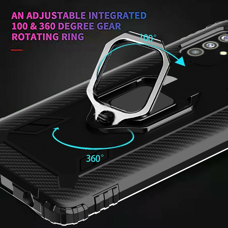 Samsung Galaxy M51 Anello e cover in fibra di carbonio