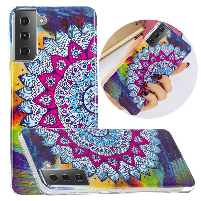 Samsung Galaxy S21 5G Mandala Custodia fluorescente colorata