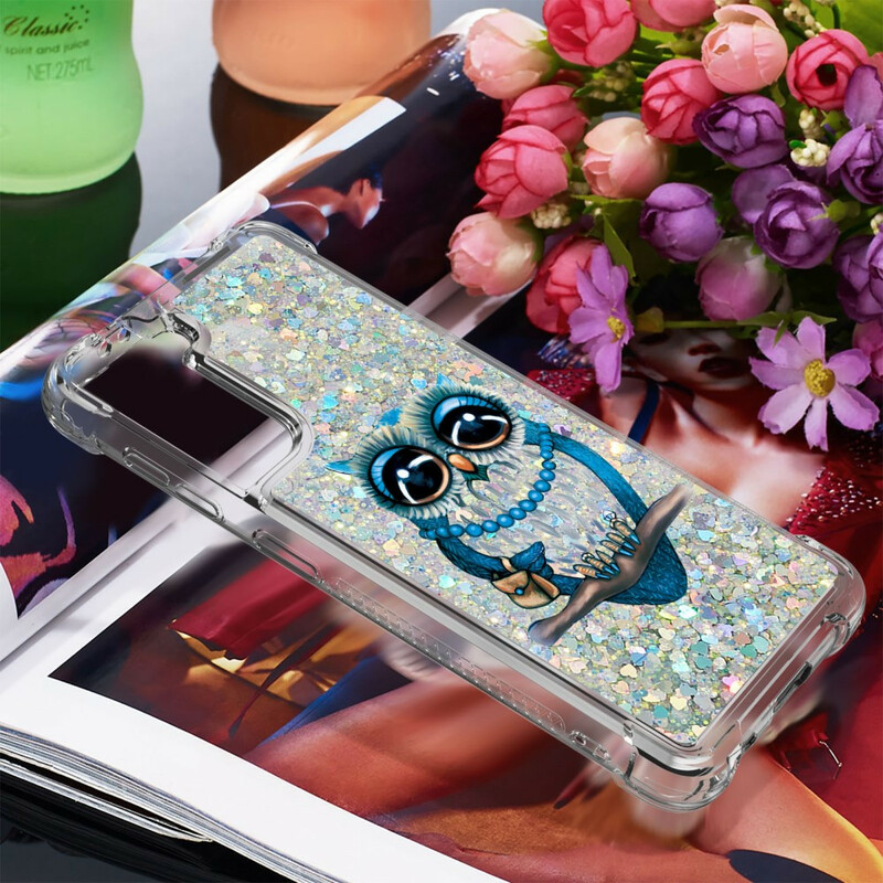 Samsung Galaxy S21 5G Custodia Miss Owl Glitter