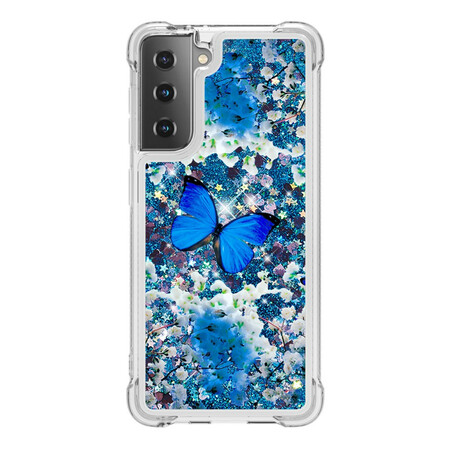 Custodia Samsung Galaxy S21 5G Glitter Blue Butterflies
