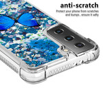 Custodia per Samsung Galaxy S21 5G Glitter Blue Butterflies