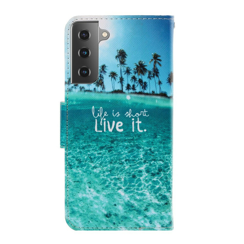 Samsung Galaxy S21 5G Never Stop Dreaming Custodia Navy con cinturino