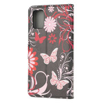 Samsung Galaxy A52 5G Custodia Farfalle e fiori