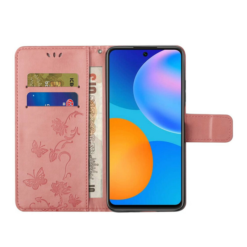 Samsung Galaxy A72 5G Farfalle e fiori Custodia con cinturino