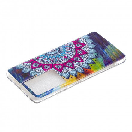 Samsung Galaxy S21 Ultra 5G fodral Mandala färgad fluorescerande
