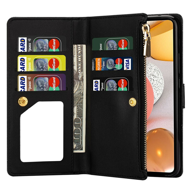 Samsung Galaxy A42 5G Glitter plånboksväska med dragkedja