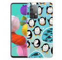 Samsung Galaxy A52 5G fodral med pingviner och fiskar