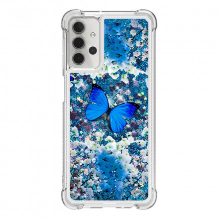 Samsung Galaxy A32 5G Glitter Blue Butterflies Case