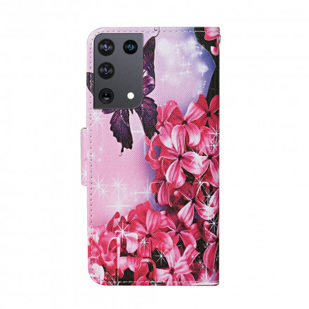 Samsung Galaxy S21 Ultra 5G fodral Floral Butterflies Rem