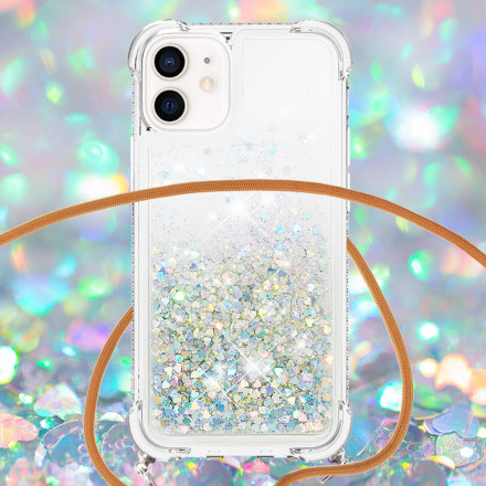iPhone 12 Mini Glitter & String-fodral