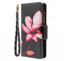 Täcke för iPhone 11 med blixtlås i fickan Blomma
