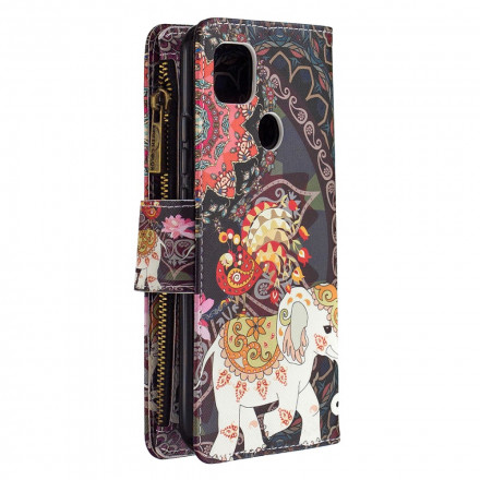 Xiaomi Redmi 9C Elephant Zipper Pocket Skalmed dragkedja