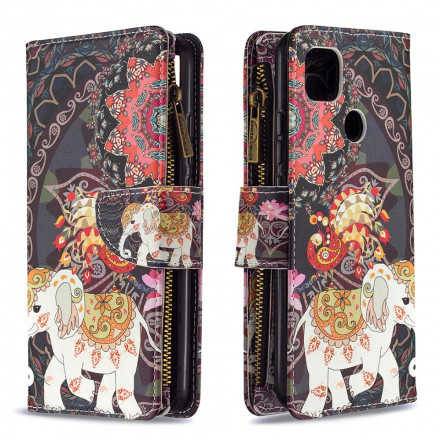 Xiaomi Redmi 9C Elephant Zipper Pocket Skalmed dragkedja