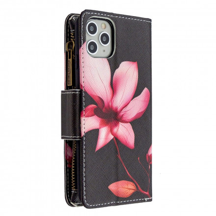 Täck för iPhone 11 Pro Max med blixtlås i fickan blomma