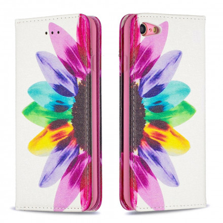Flip Cover iPhone SE 2 / 8 / 7 vattenfärg blomma