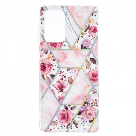 Samsung Galaxy A52 4G / A52 5G fodral med marmorerade blommor