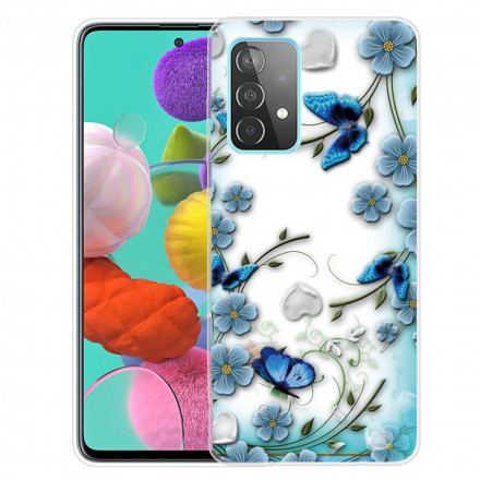 Samsung Galaxy A32 4G fodral Fjärilar och blommor Retro