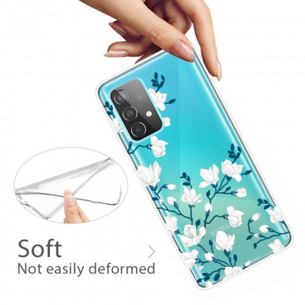 Samsung Galaxy A32 4G vit blomma fodral