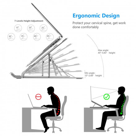 Ergonomiskt datorstativ i aluminium