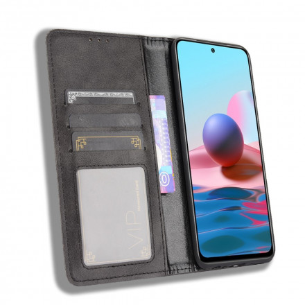 Flip Cover Xiaomi Redmi Note 10 / Note 10s Vintage Läder Effekt Styling