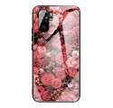 Xiaomi Redmi Note 10 / Note 10s Hårdgjord glasväska Rosa blommor