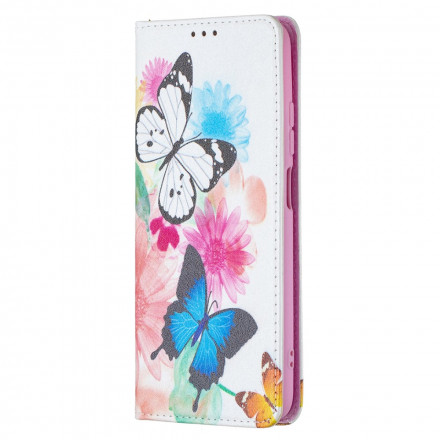 Flip Cover Xiaomi Redmi Note 10 / Note 10s Färgade fjärilar