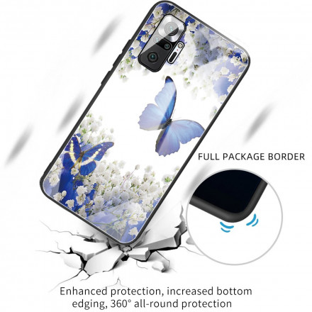 Xiaomi Redmi Note 10 Pro fodral med härdat glas Butterfly Design