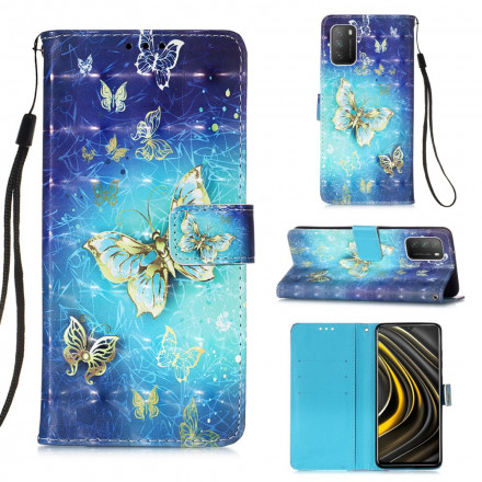 Poco M3 Guld Butterfly Cover