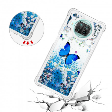 Xiaomi Mi 10T Lite 5G / Redmi Note 9 Pro 5G fodral Blå fjärilar Glitter