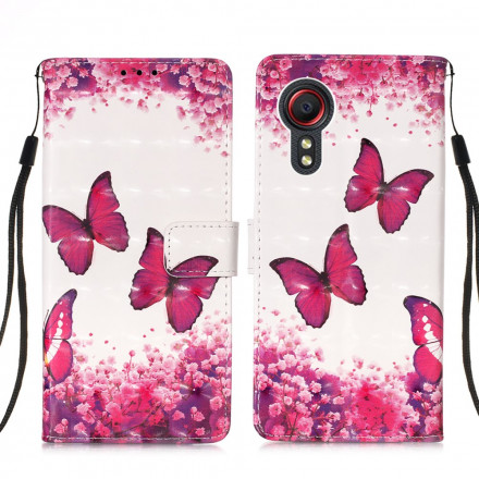 Samsung Galaxy Xcover 5 röd fjärilar Case