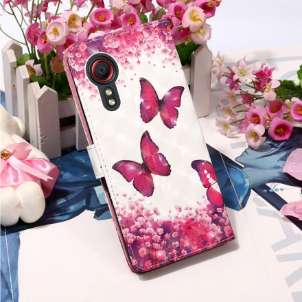 Samsung Galaxy Xcover 5 röd fjärilar Case