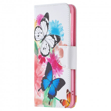 Täck Huawei P50 Pro målade fjärilar och blommor