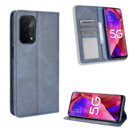 Flip Cover Oppo A54 5G / A74 5G läder effekt Vintage stil
