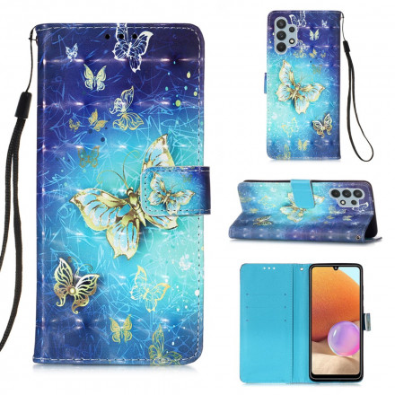 Samsung Galaxy A32 4G Guld Butterfly Rem Case