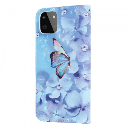 Samsung Galaxy A22 5G fodral med Diamond Butterflies Rem