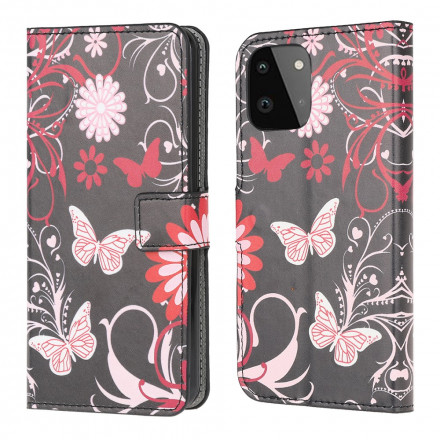 Samsung Galaxy A22 5G fodral Fjärilar och blommor