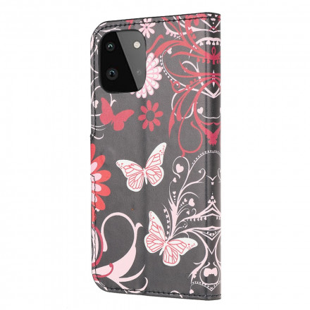 Samsung Galaxy A22 5G fodral Fjärilar och blommor