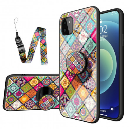 Samsung Galaxy A22 5G magnetisk hållare Patchwork Case