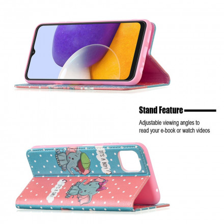 Flip Cover Samsung Galaxy A22 5G Baby Elefanter