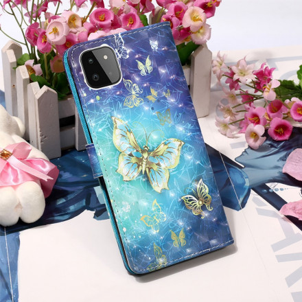 Samsung Galaxy A22 5G Guld Butterfly Rem Case