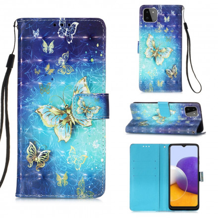 Samsung Galaxy A22 5G Guld Butterfly Rem Case