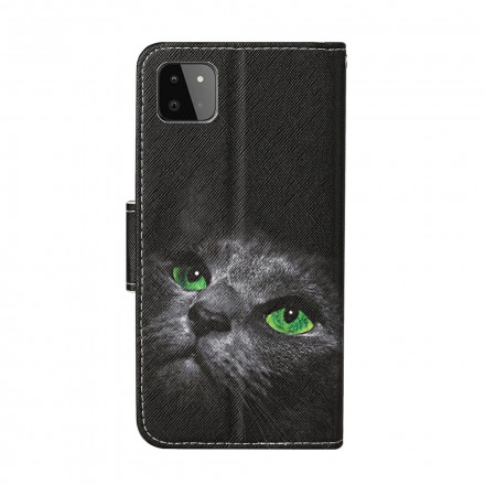 Samsung Galaxy A22 Green Eyes kattfodral med rem