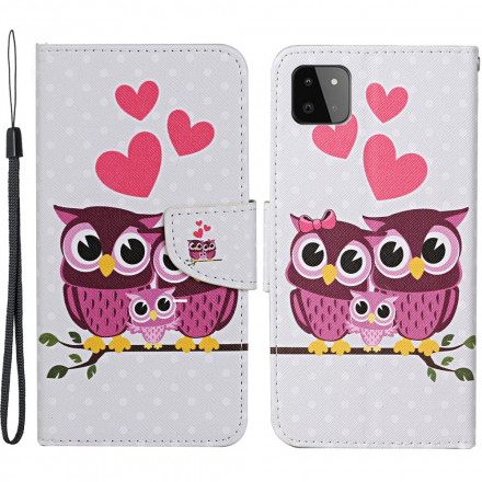 Samsung Galaxy A22 5G Owl Family fodral med band